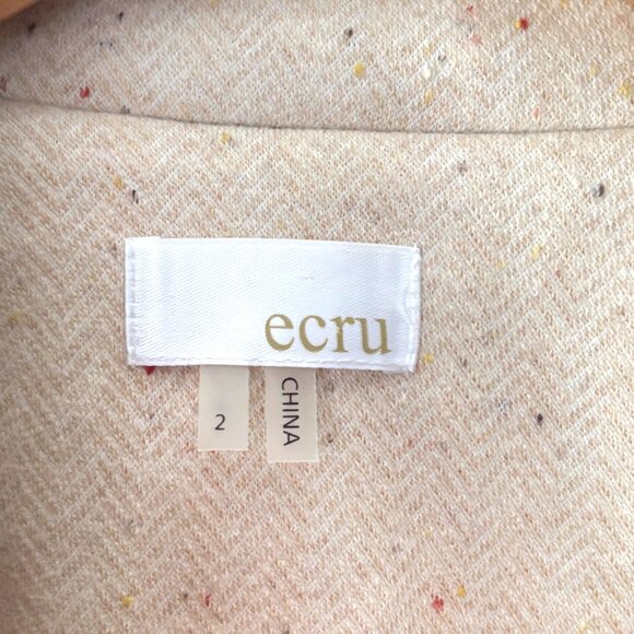ecru Single Button Speckled Blazer Cream Size 2 - Picture 12 of 14